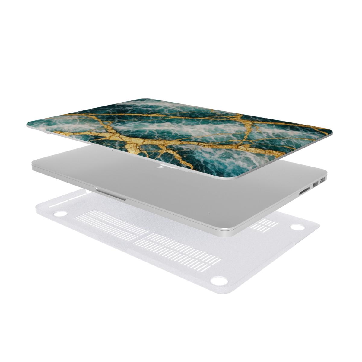 Dark Teal Marble Macbook Dėklas - Image 3