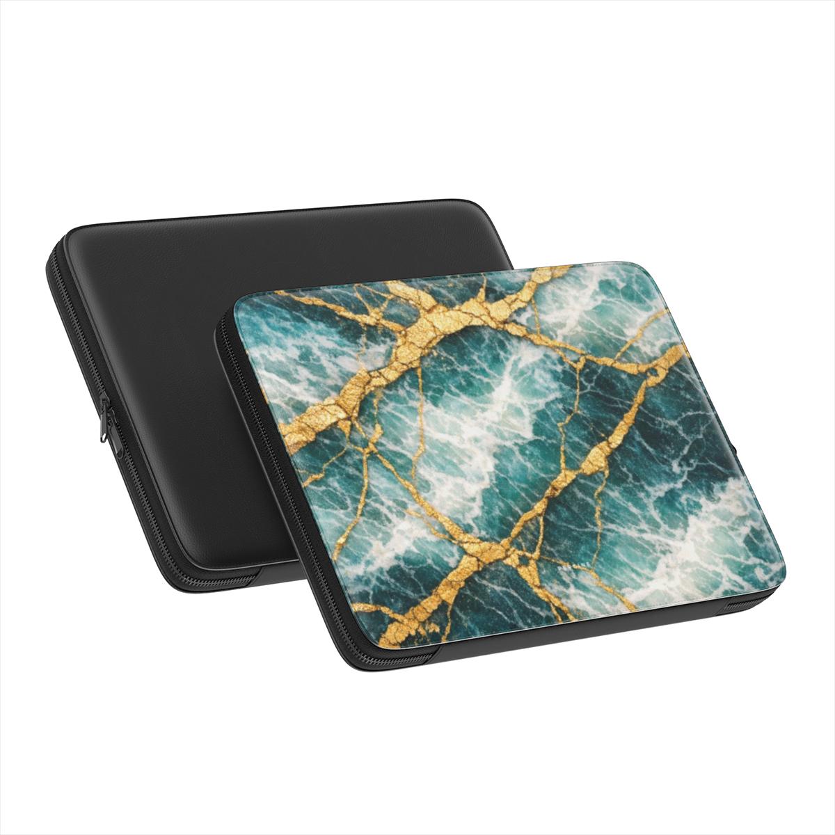 Dark Teal Marble Macbook Dėklas įmautė - Image 3