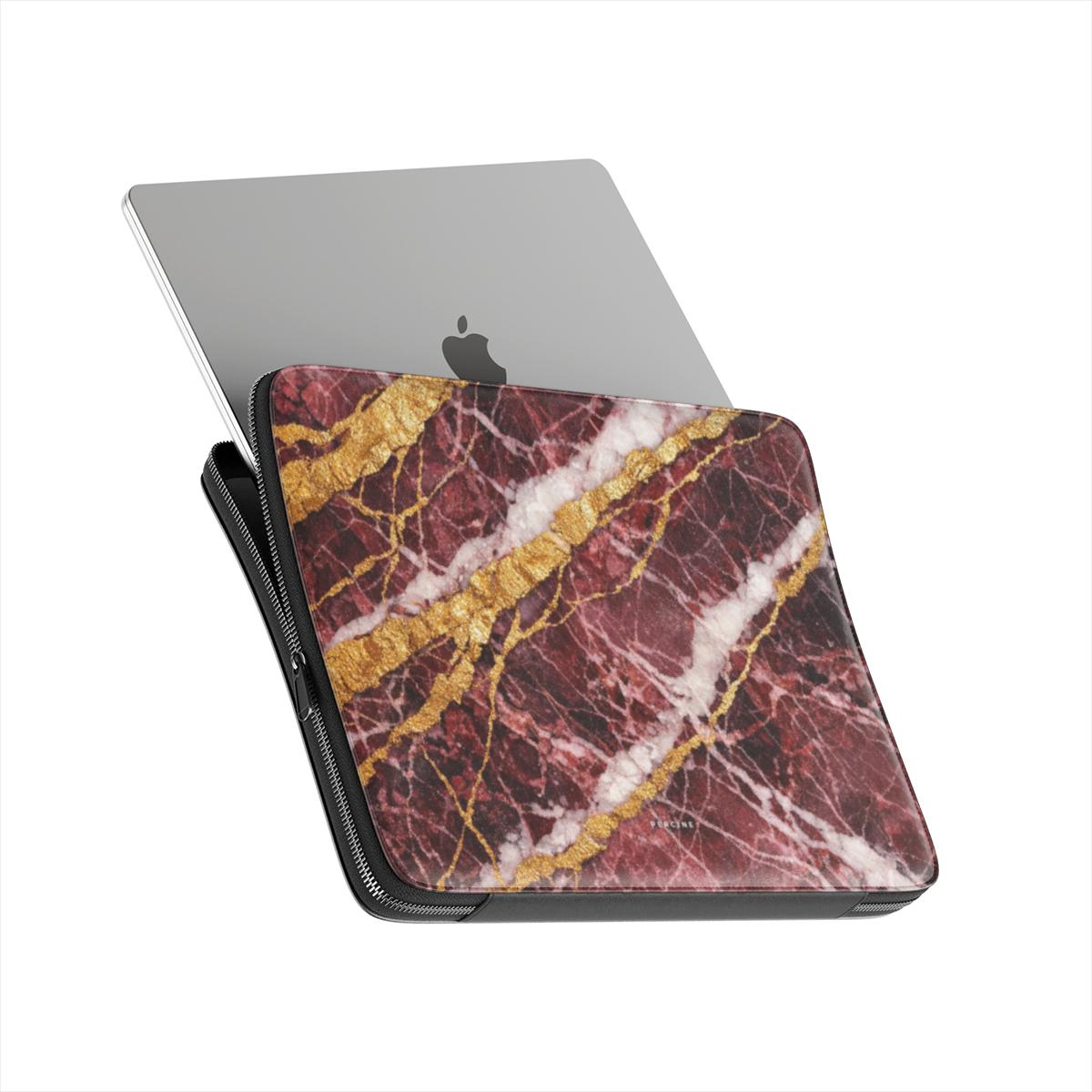 Dark Red Rose Marble MacBook Dėklas Įmautė - Image 4