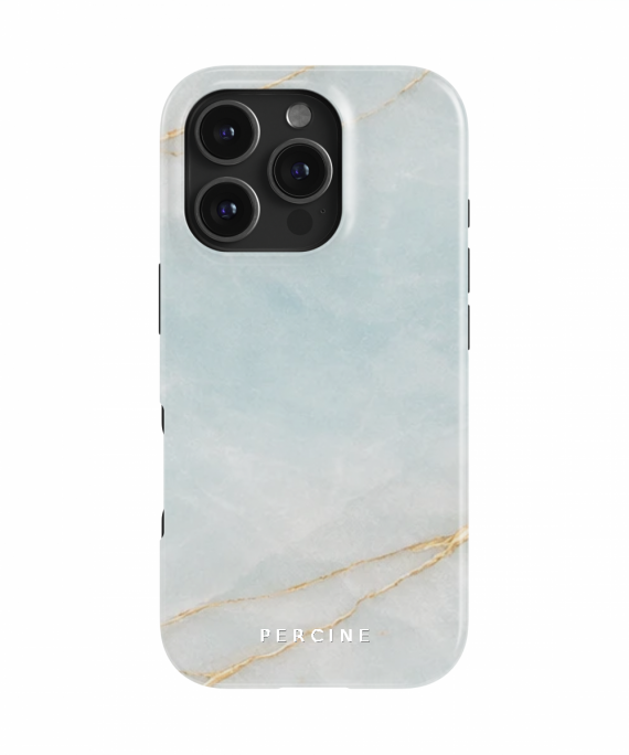 Sea Salt — Pale Aqua Blue Marble With Thin Gold Veining, Lig - Phone Case