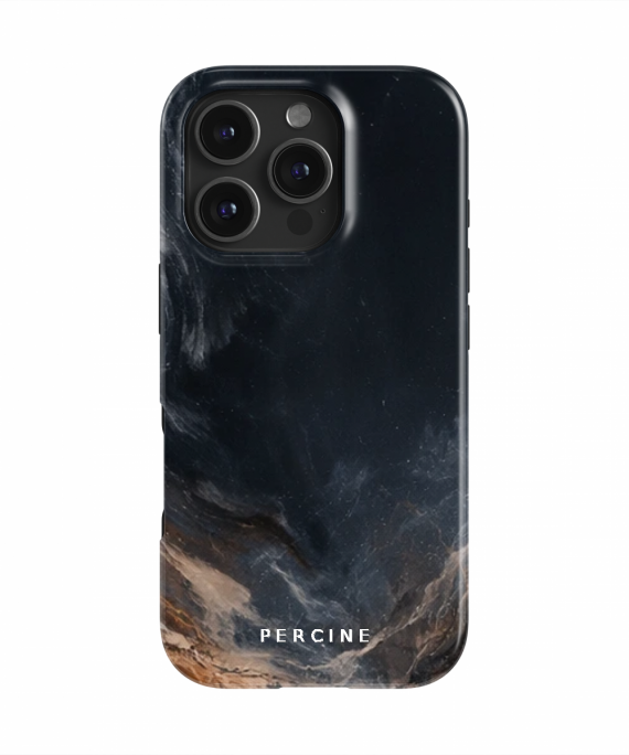 Enchanted Mirror — Dark Navy And Brown Swirling Marble With - Phone Case