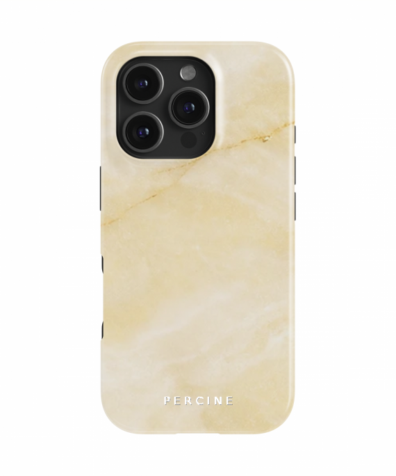 Pale Lemon Yellow Marble With Cream Swirls And Gold Micro Ve - Phone Case