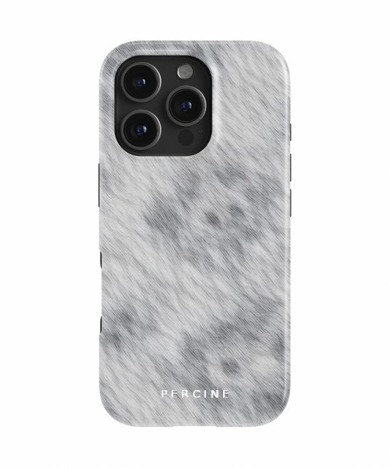 Snow Leopard Print, Soft Grey And White With Faint Dark Rose - Phone Case