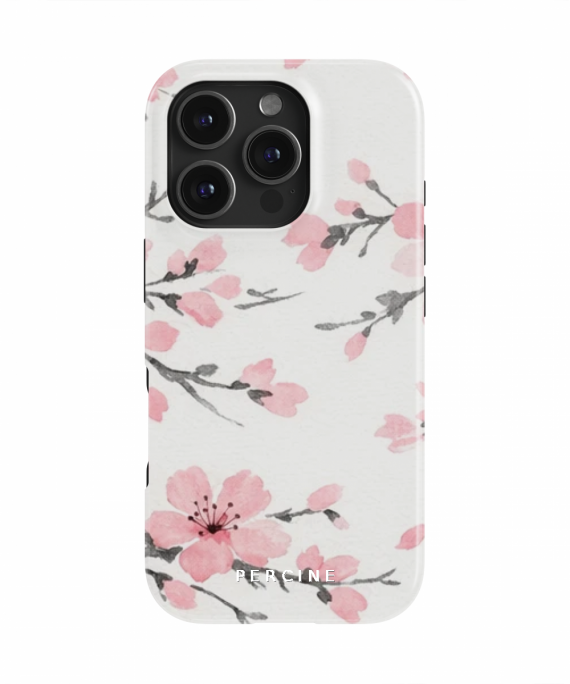 Phone Case — Japanese Cherry Blossom Branches In Full Bloom, Delicate Ink - Phone Case