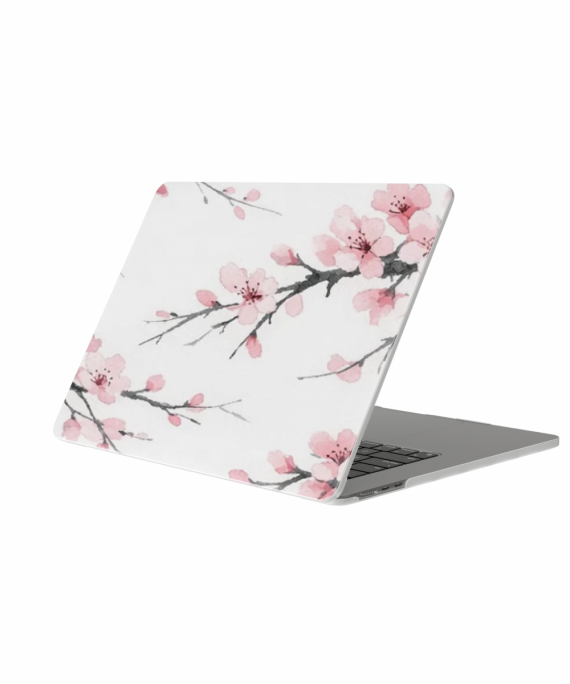 MacBook Case — Japanese Cherry Blossom Branches In Full Bloom, Delicate Ink - MacBook Case