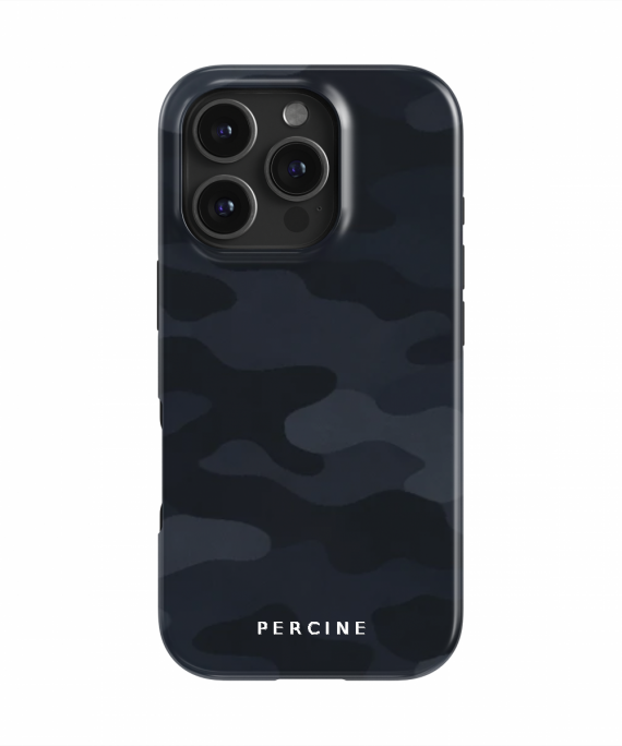 Midnight Camouflage, Deep Navy Black And Dark Grey Abstract - Phone Case